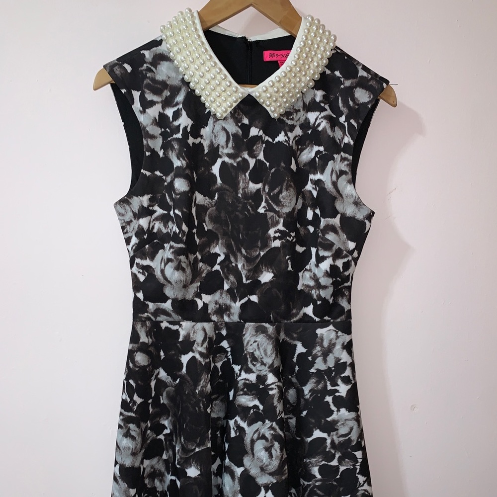 Floral Black and White Dress